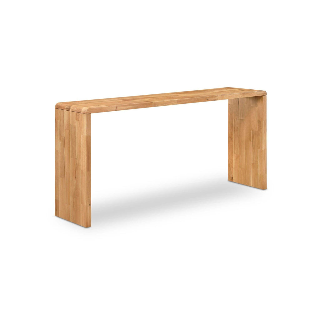 Table de comptoir d'extérieur en bois naturel avec cadre épuré pour la cuisine et le patio