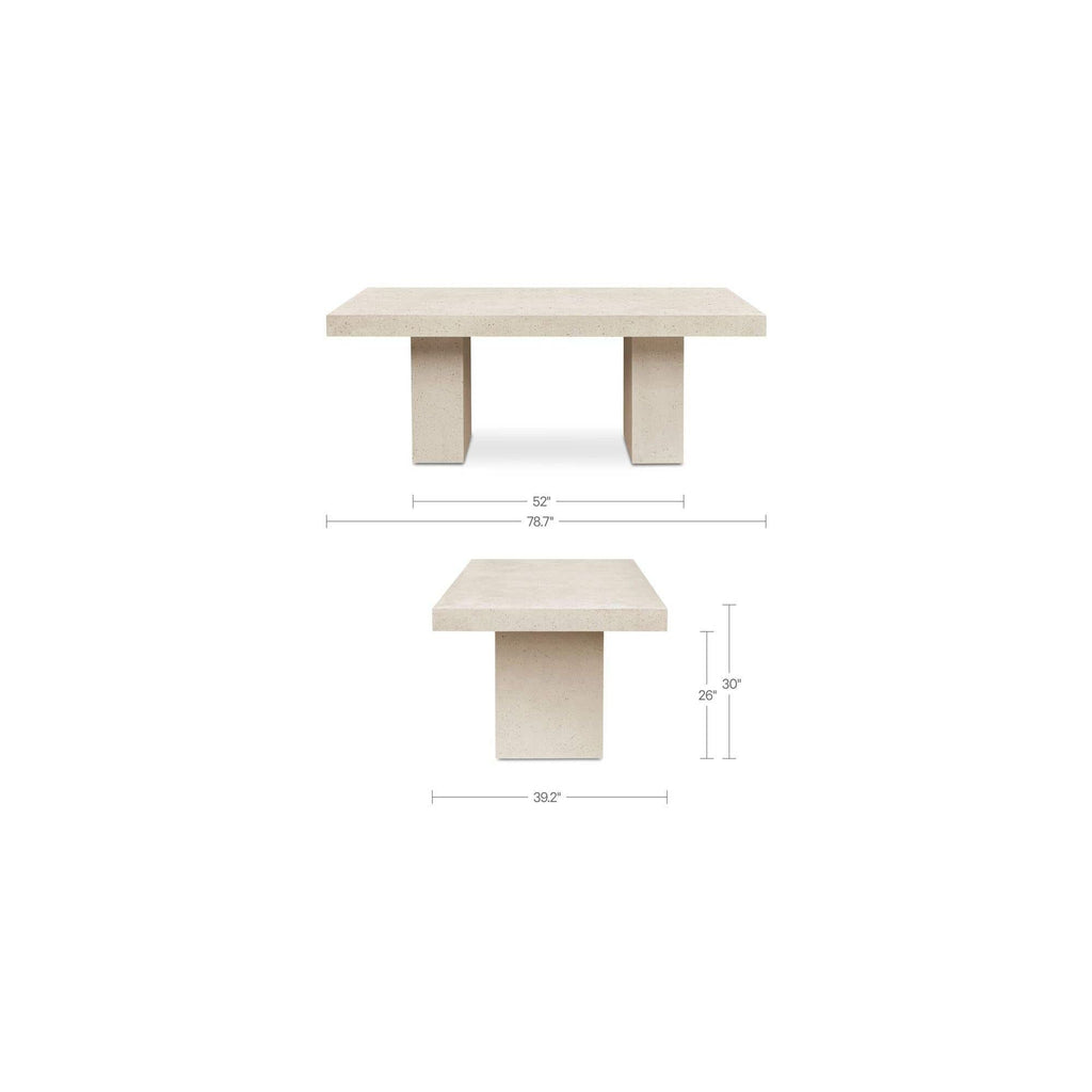 Table à manger d'extérieur moderne en béton et terrazzo avec plateau en pierre pour patio et jardin