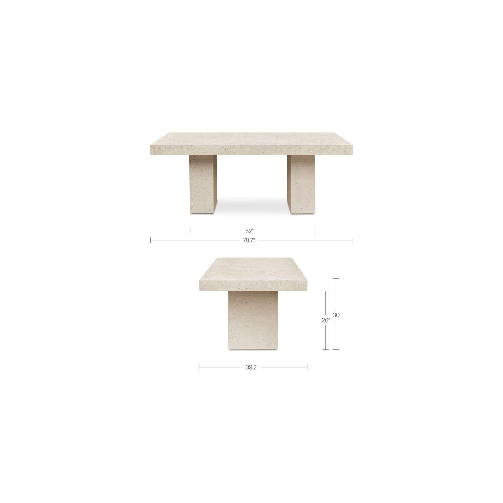 Table à manger d'extérieur moderne en béton et terrazzo avec plateau en pierre pour patio et jardin