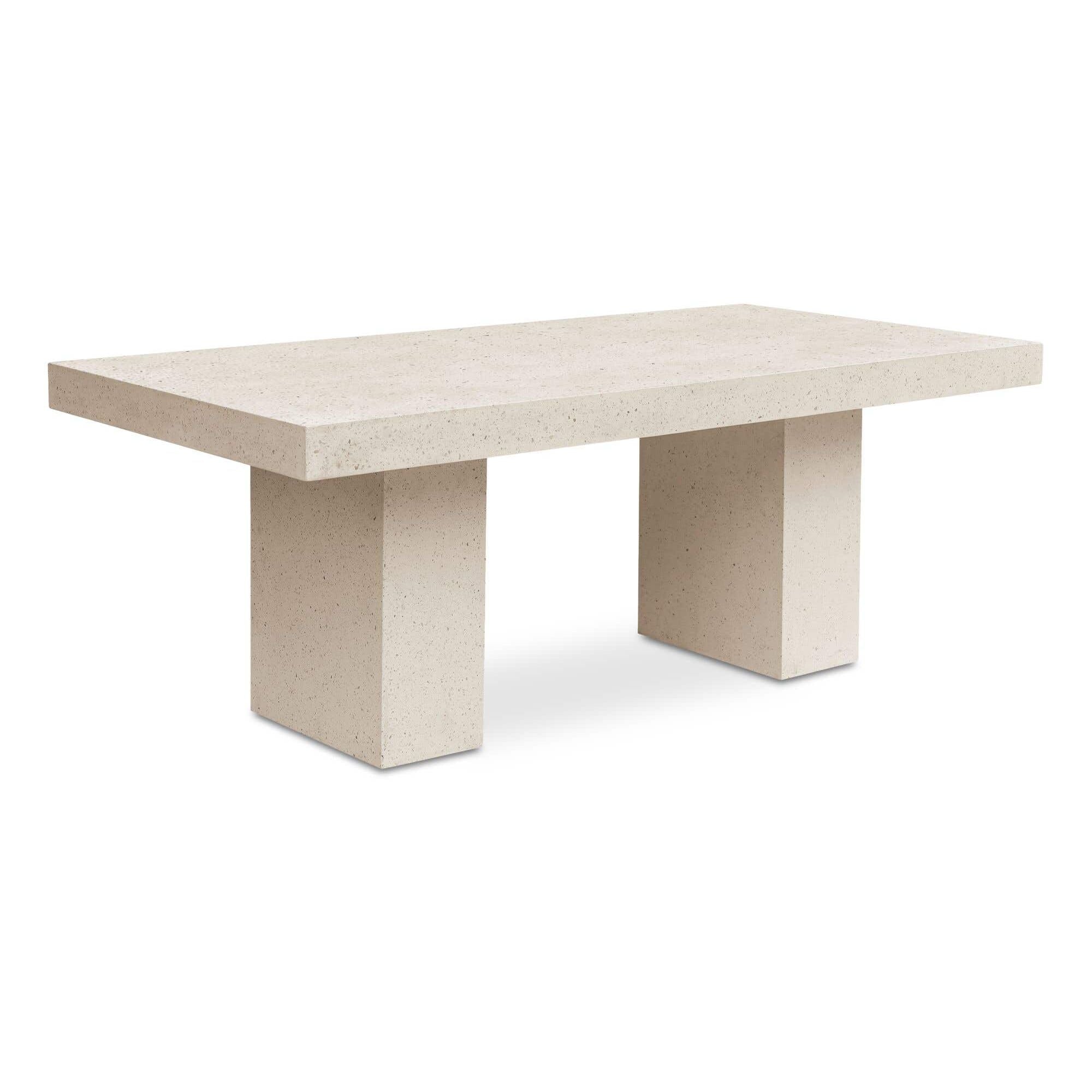 Table à manger d'extérieur moderne en béton et terrazzo avec plateau en pierre pour patio et jardin