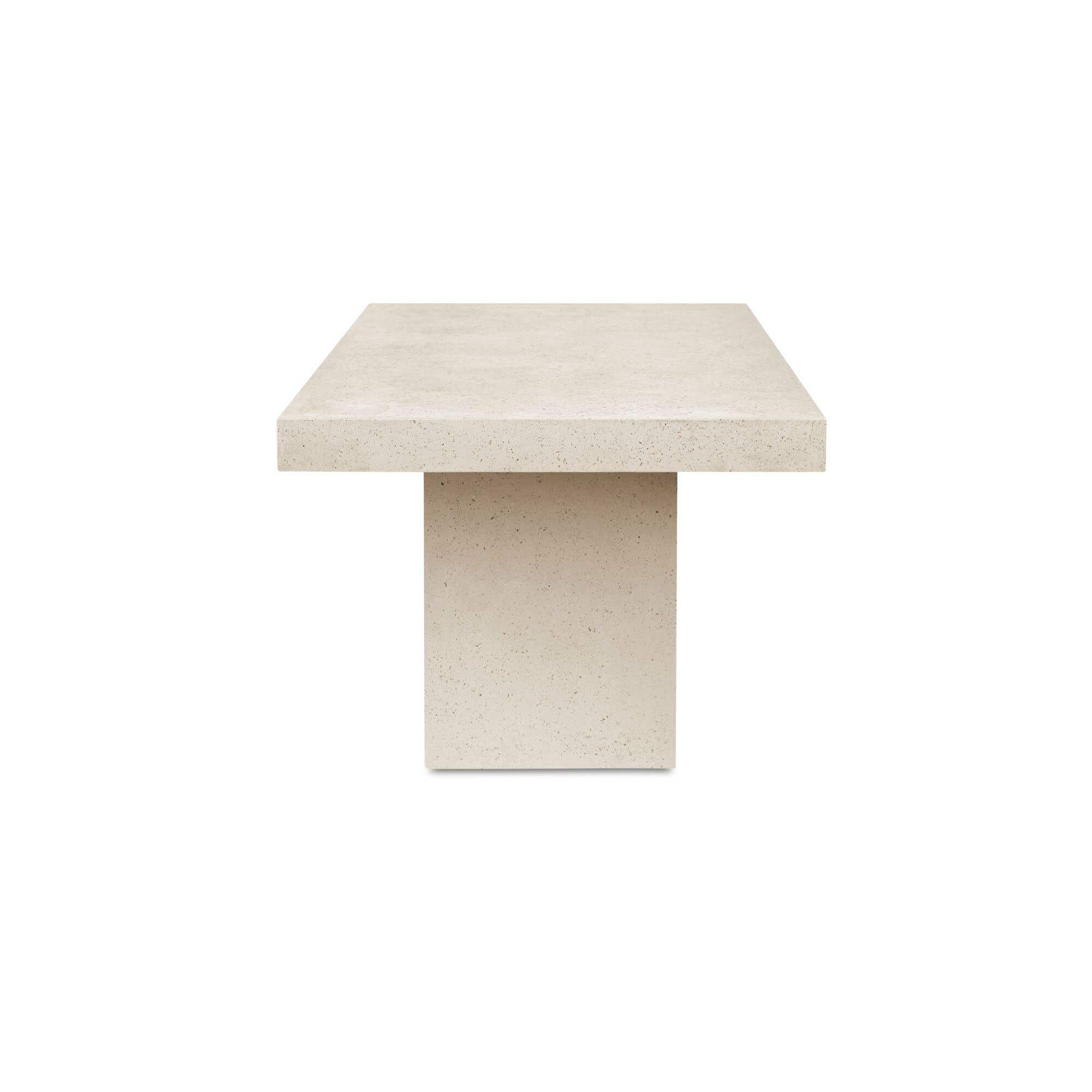 Table à manger d'extérieur moderne en béton et terrazzo avec plateau en pierre pour patio et jardin
