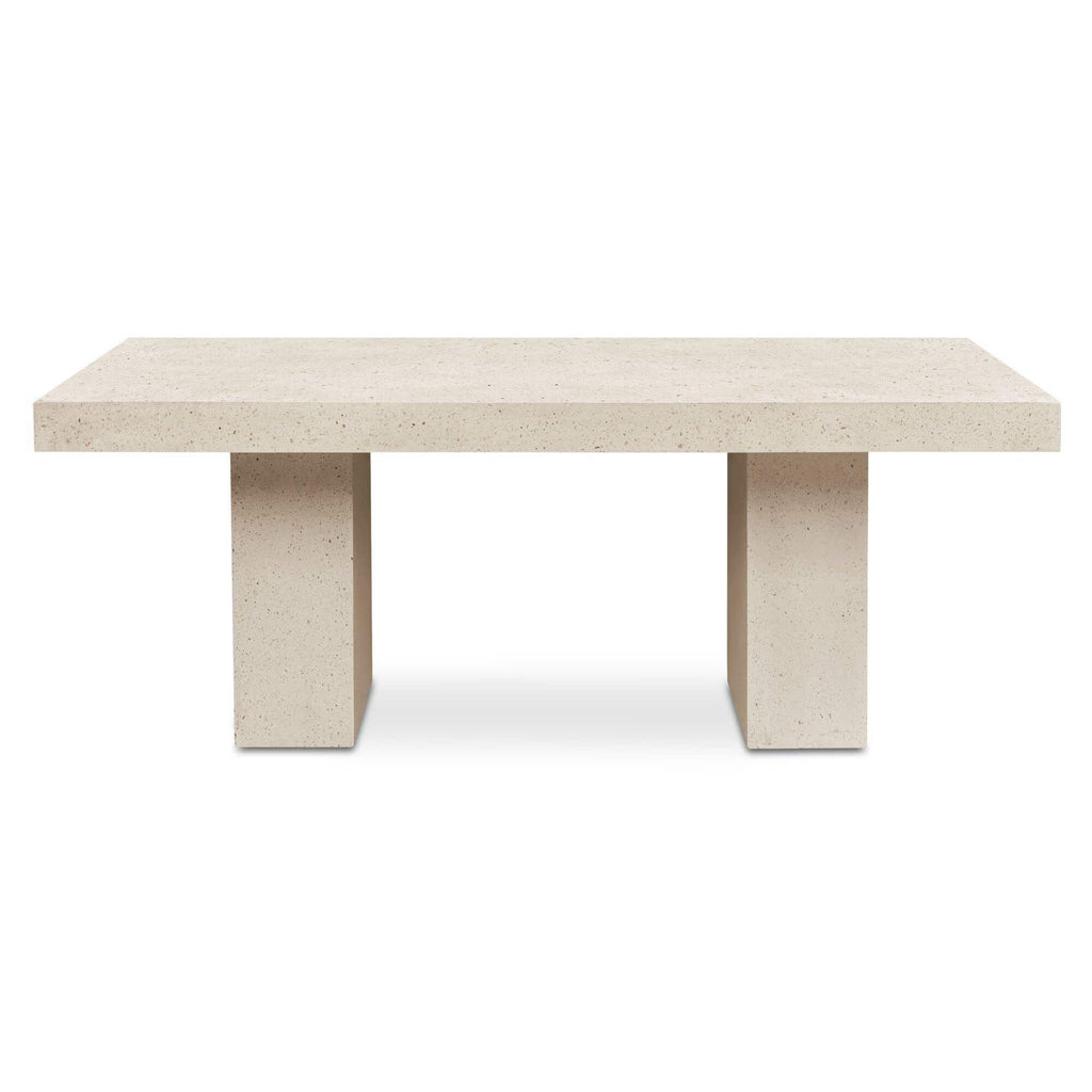Table à manger d'extérieur moderne en béton et terrazzo avec plateau en pierre pour patio et jardin