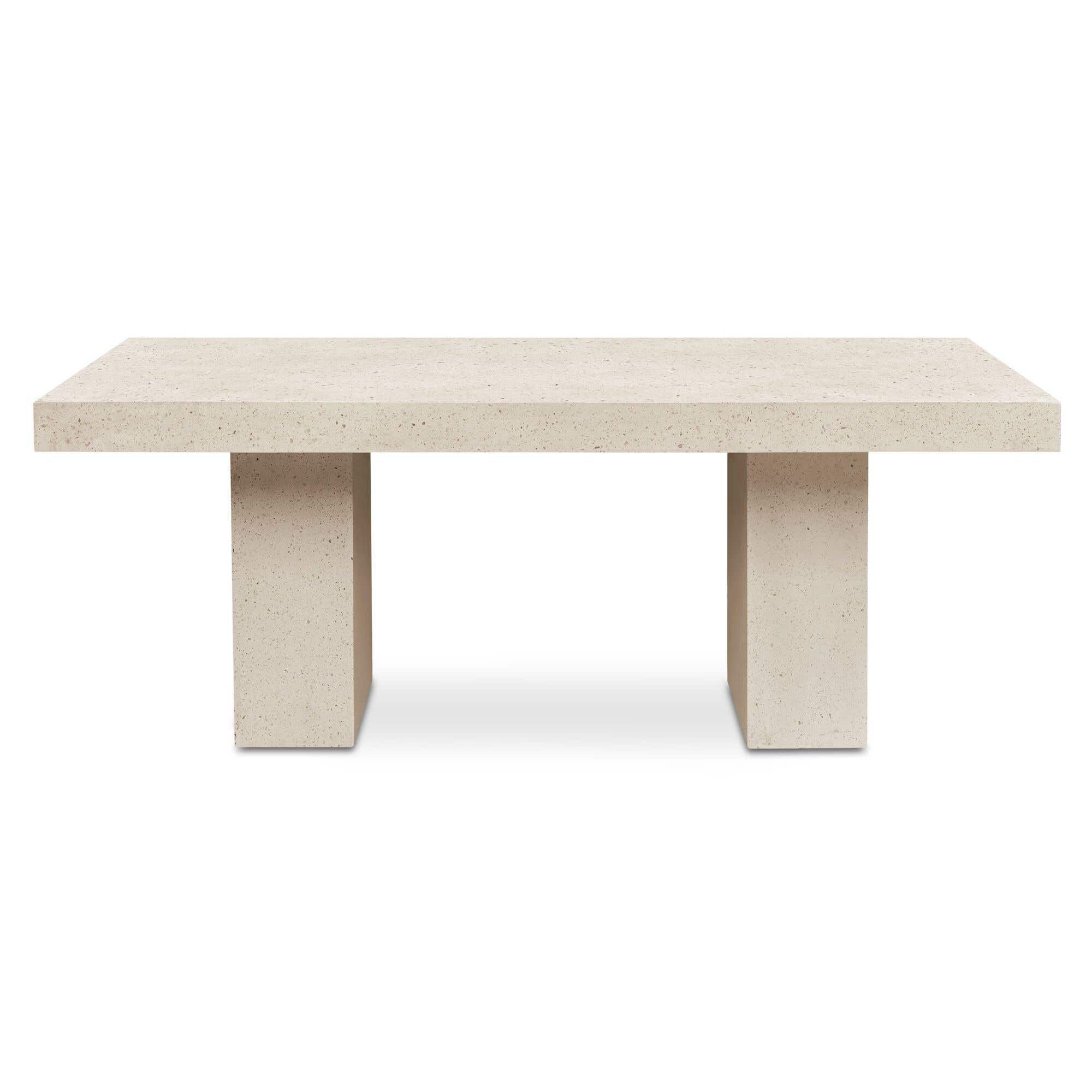 Table à manger d'extérieur moderne en béton et terrazzo avec plateau en pierre pour patio et jardin