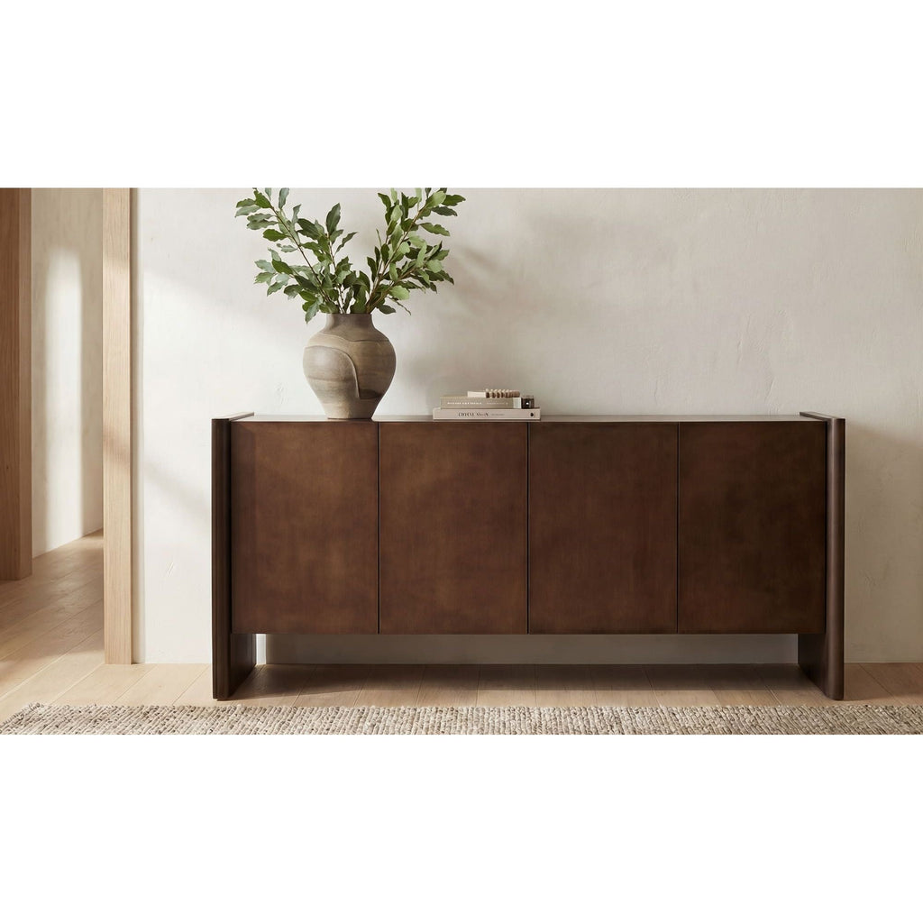 Buffet en bois scandinave avec portes de rangement pour salle à manger