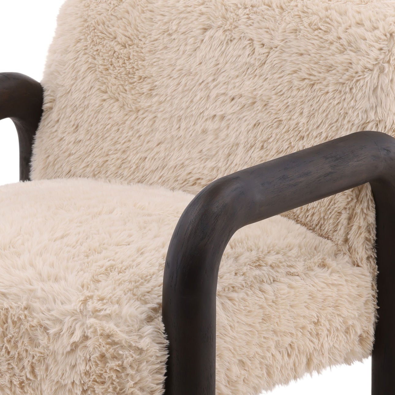 Fauteuil d'appoint moderne en bois et tissu avec assise rembourrée pour salon