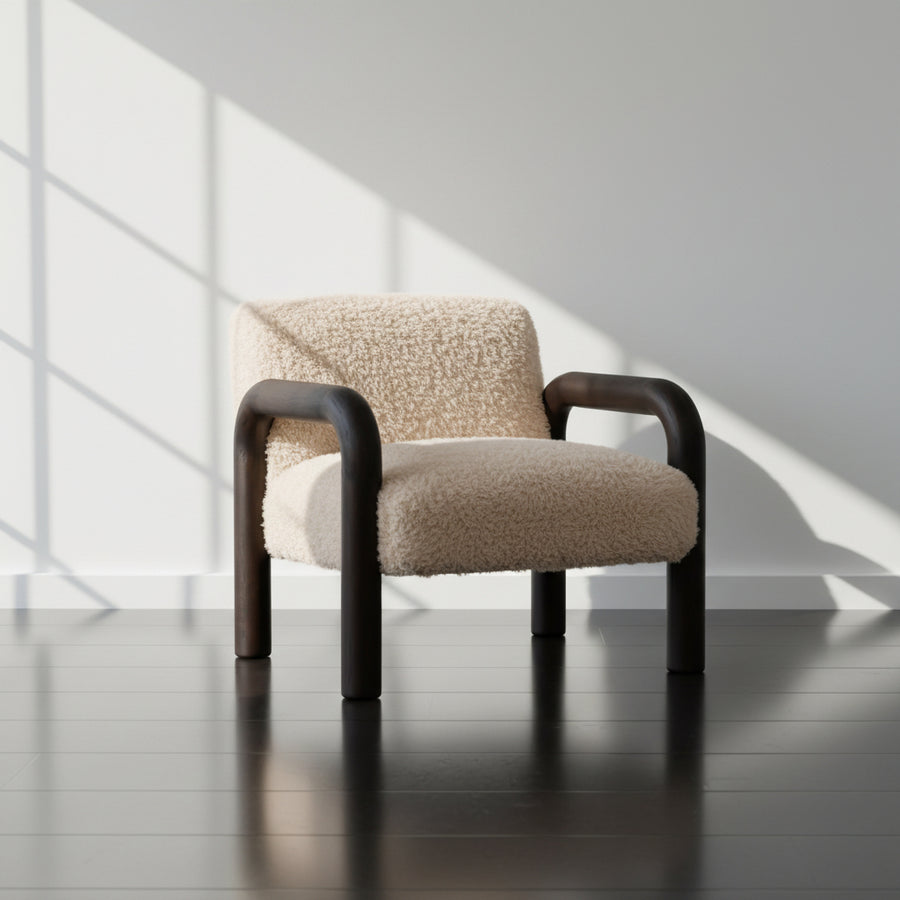 Modern Upholstered & Wood Occasional Chair with Cushioned Seat for Living Room