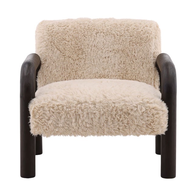Fauteuil d'appoint moderne en bois et tissu avec assise rembourrée pour salon