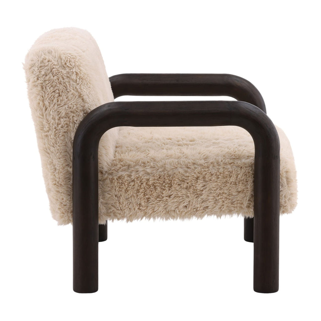 Fauteuil d'appoint moderne en bois et tissu avec assise rembourrée pour salon