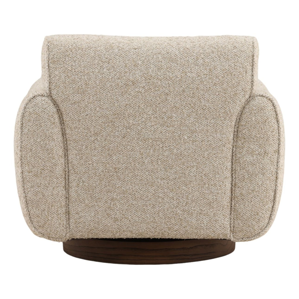 Fauteuil d'appoint pivotant en bois et rembourré moderne avec cadre en bois naturel pour salon