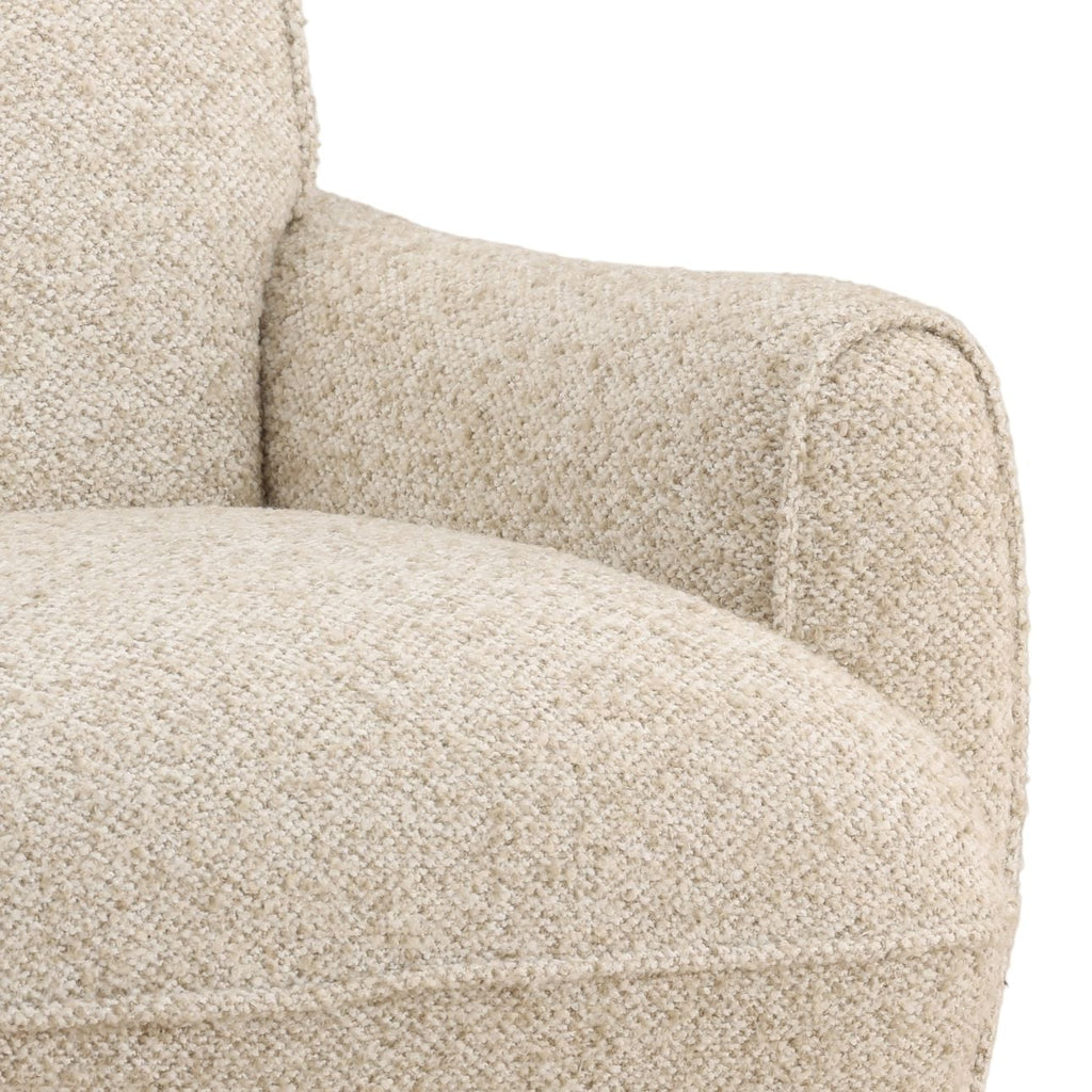 Fauteuil d'appoint pivotant en bois et rembourré moderne avec cadre en bois naturel pour salon
