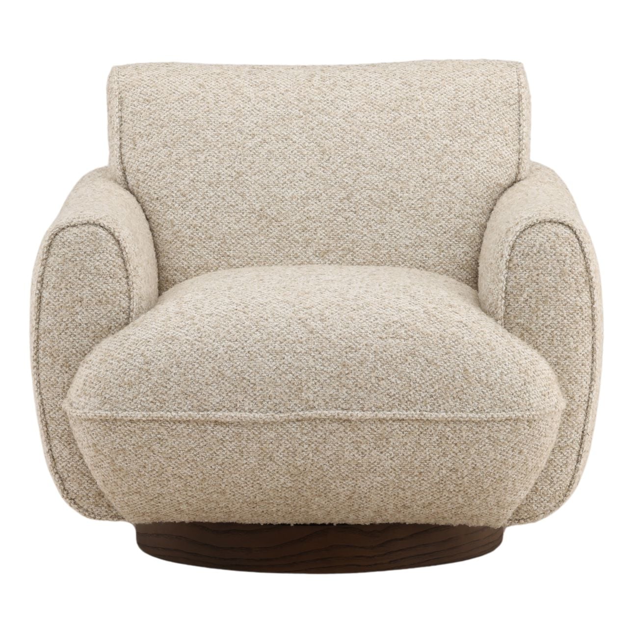 Fauteuil d'appoint pivotant en bois et rembourré moderne avec cadre en bois naturel pour salon