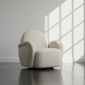 Fauteuil d'appoint pivotant moderne en tissu et bois avec assise coussinée pour salon