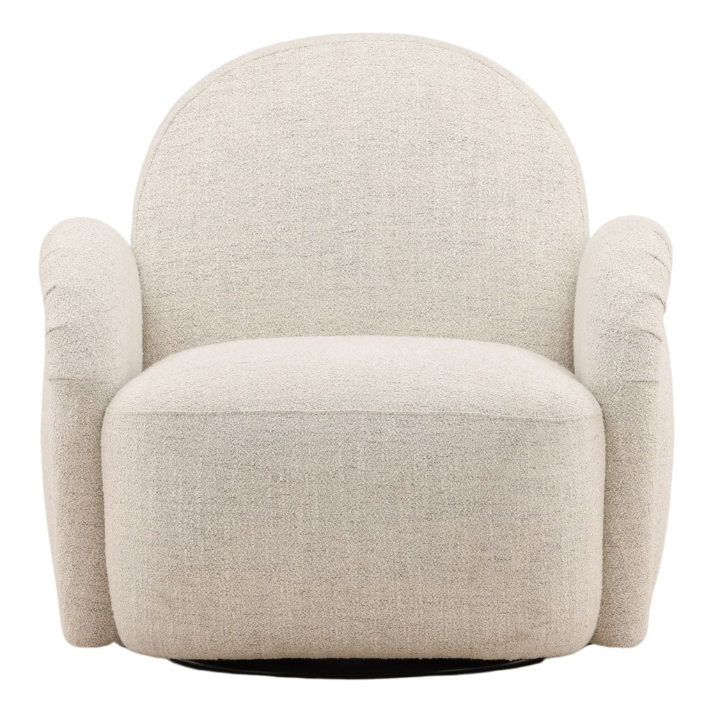 Fauteuil d'appoint pivotant moderne en tissu et bois avec assise coussinée pour salon