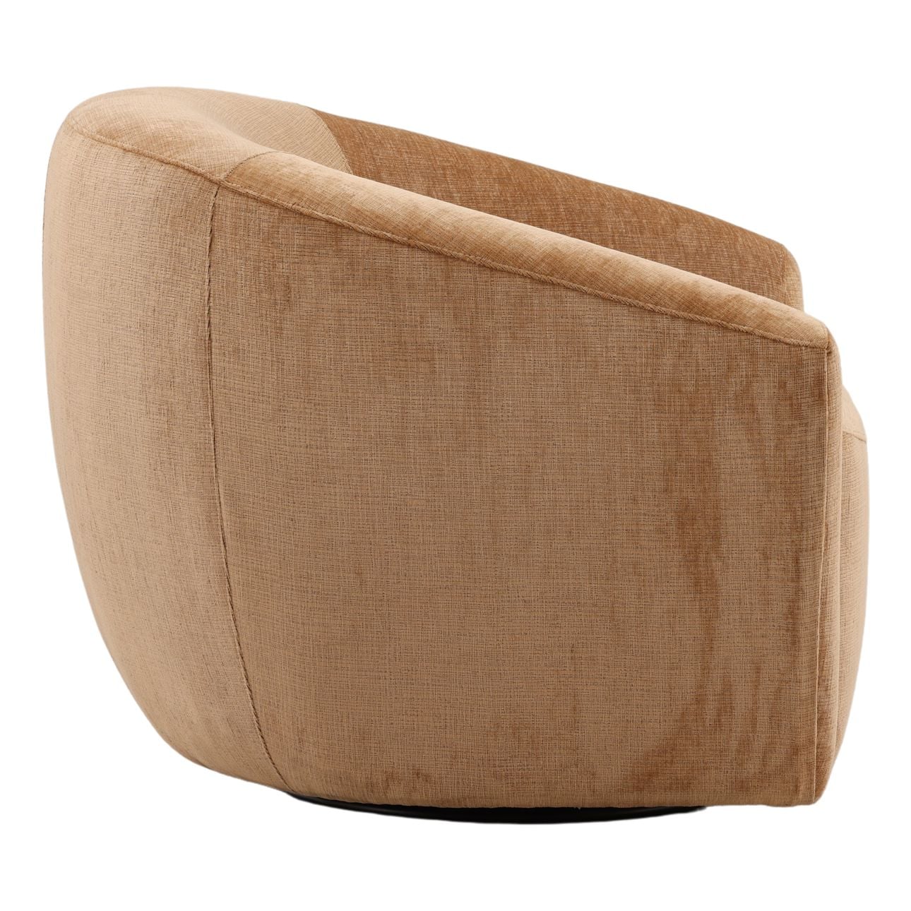 Fauteuil d'appoint pivotant moderne en tissu et bois avec piètement en bois naturel pour salon
