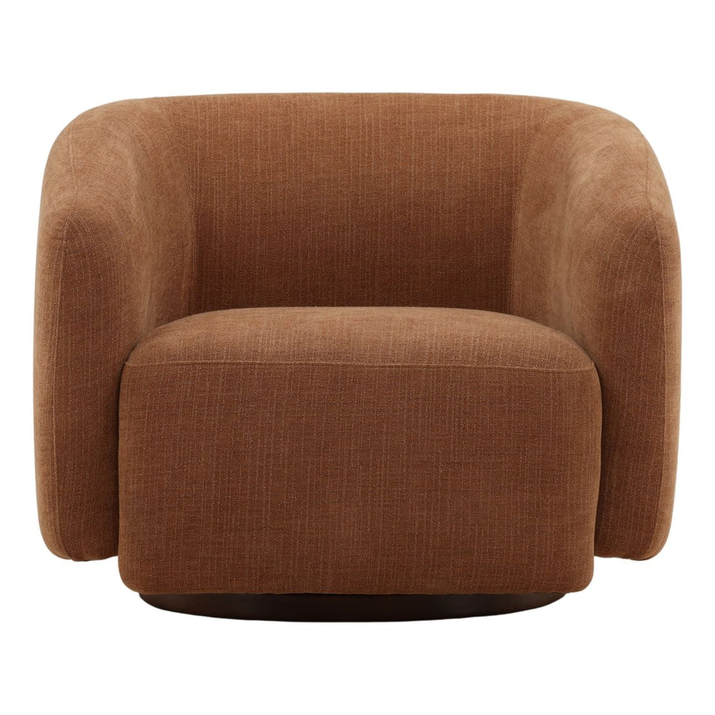 Fauteuil d'appoint pivotant moderne en tissu et bois avec rotation à 360° pour le salon