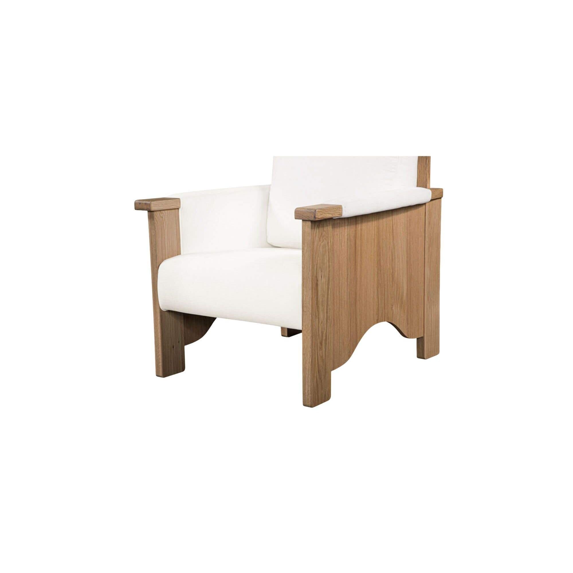 Fauteuil d'appoint transitionnel en bois et tissu avec assise rembourrée pour salon