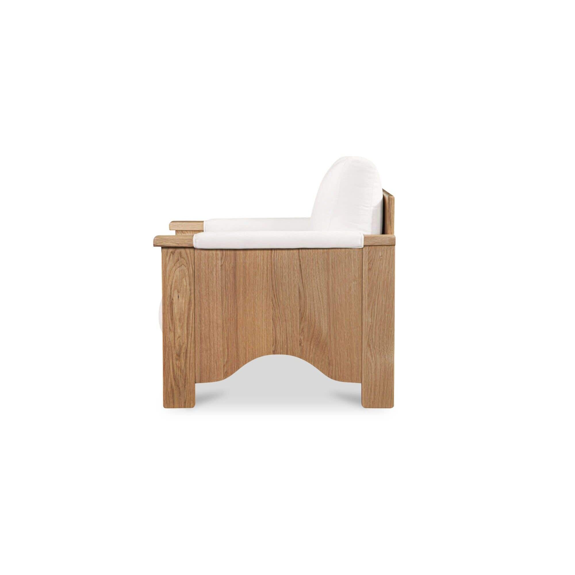 Fauteuil d'appoint transitionnel en bois et tissu avec assise rembourrée pour salon