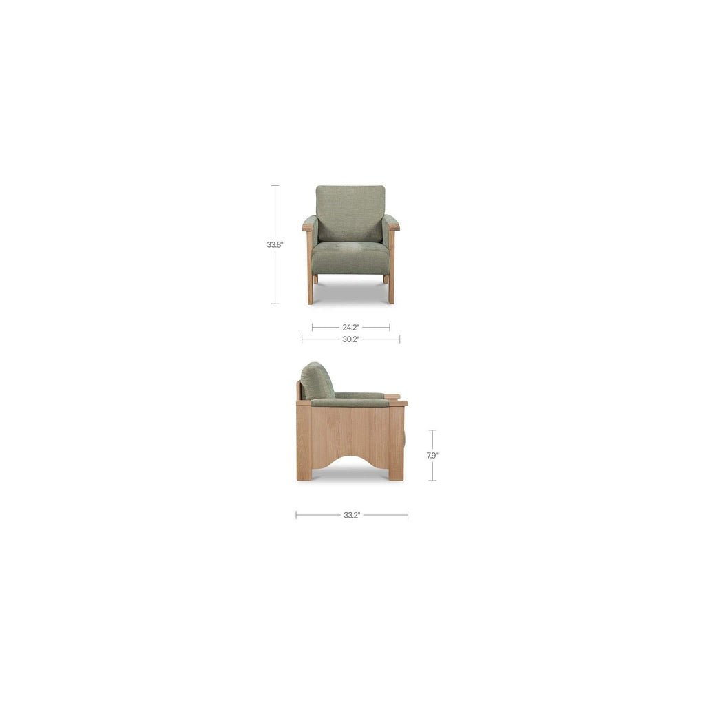 Fauteuil d'appoint transitionnel en bois et tissu avec assise rembourrée pour salon