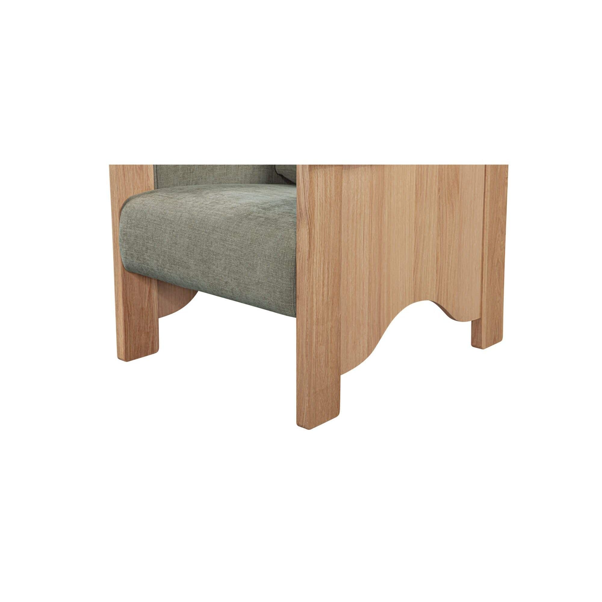 Fauteuil d'appoint transitionnel en bois et tissu avec assise rembourrée pour salon