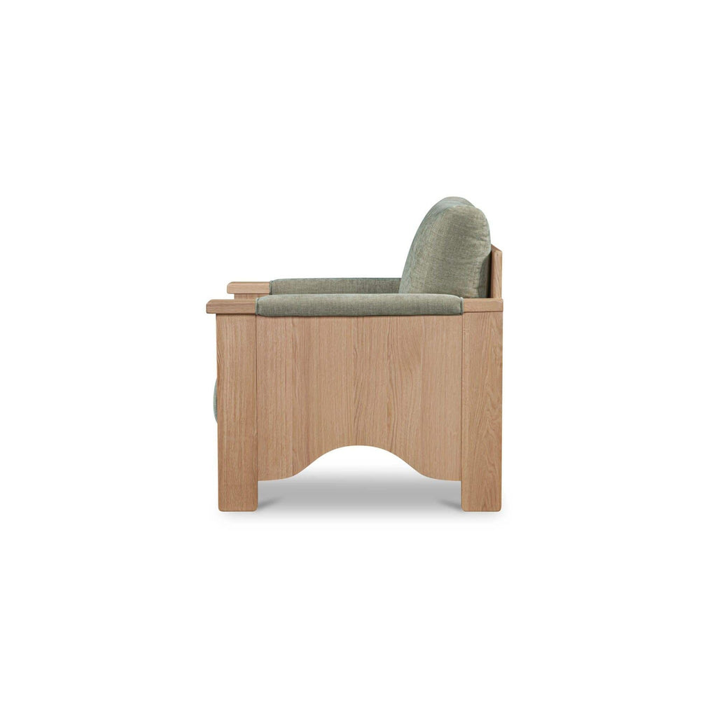 Fauteuil d'appoint transitionnel en bois et tissu avec assise rembourrée pour salon