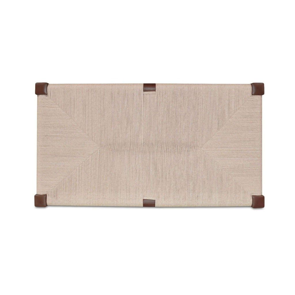 Table basse d'extérieur en osier et bois naturel avec cadre rectangulaire pour terrasse et jardin