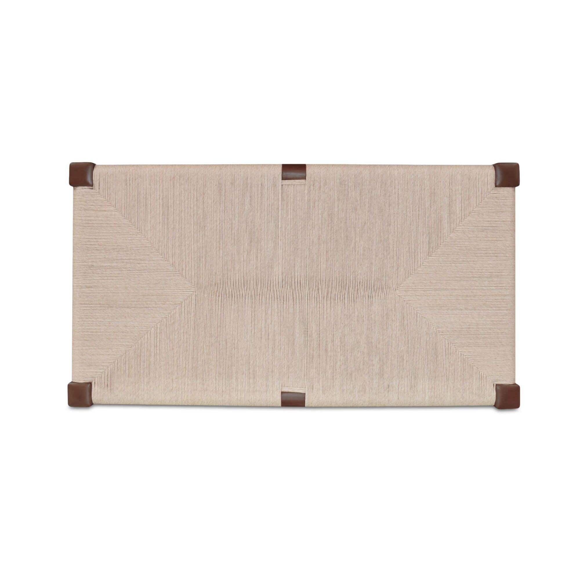 Table basse d'extérieur en osier et bois naturel avec cadre rectangulaire pour terrasse et jardin
