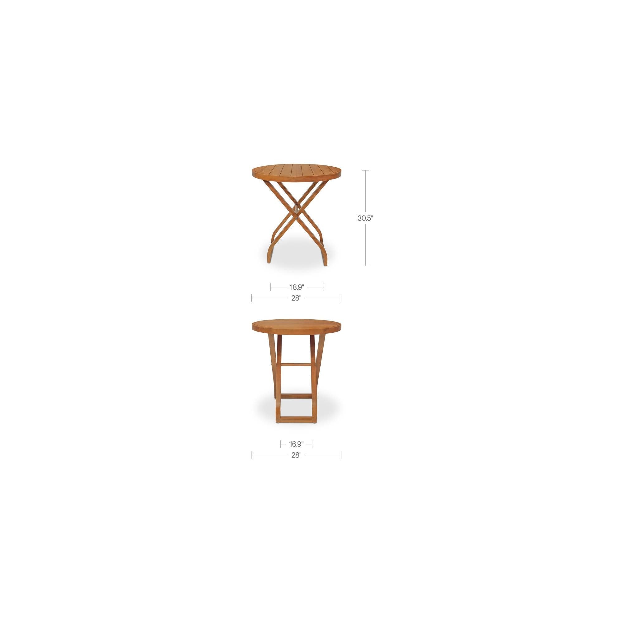 Table de bar bistrot d'extérieur en bois naturel avec cadre fin pour terrasse et balcon