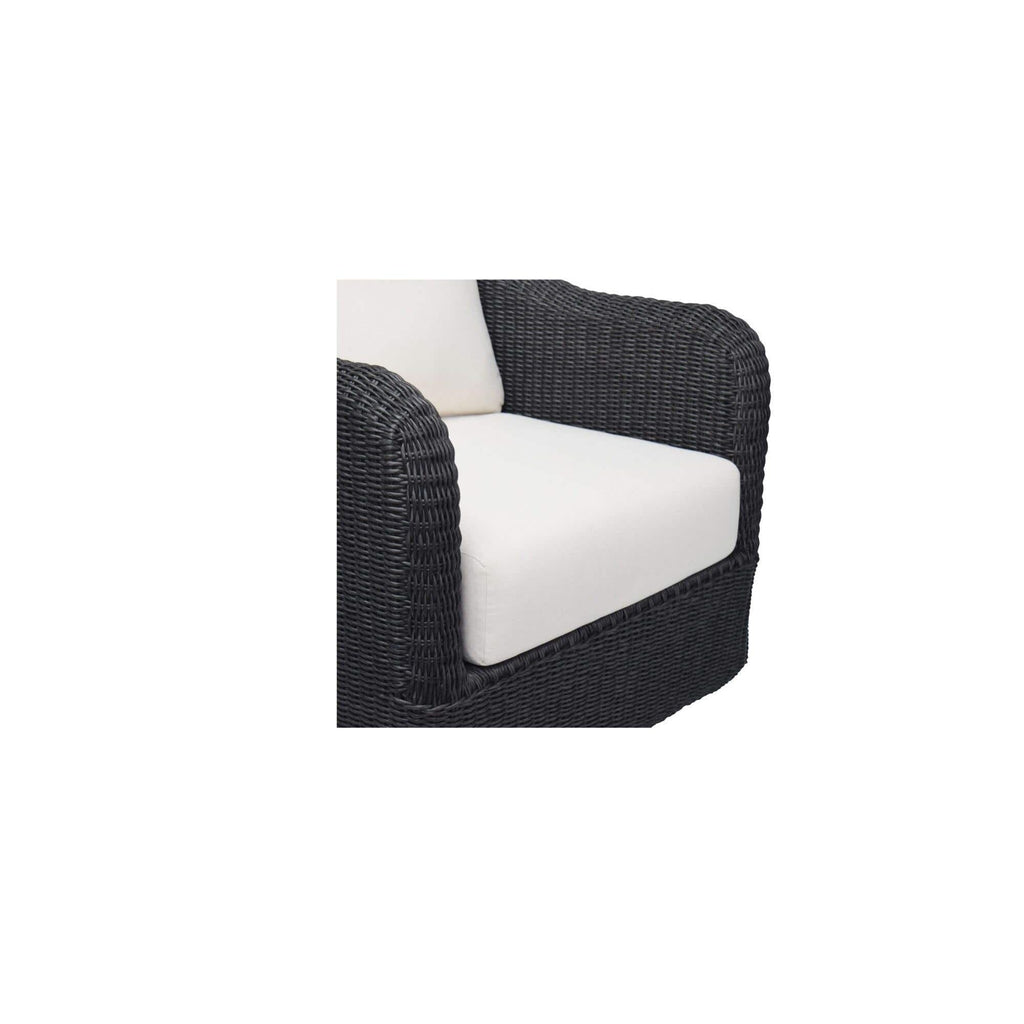 Fauteuil d'appoint pivotant d'extérieur moderne en osier et métal avec assise rembourrée pour patio