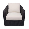 Fauteuil d'appoint pivotant d'extérieur moderne en osier et métal avec assise rembourrée pour patio