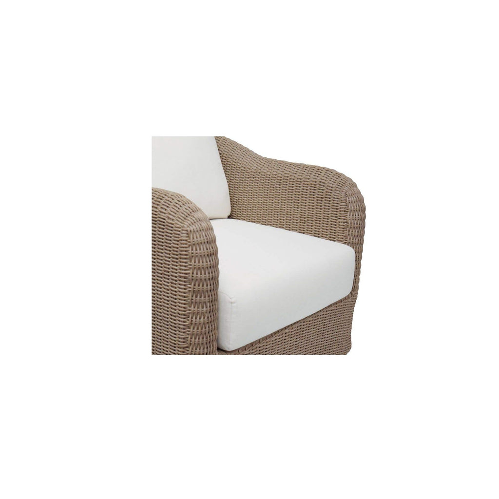 Fauteuil d'appoint pivotant d'extérieur moderne en osier et métal avec assise rembourrée pour patio