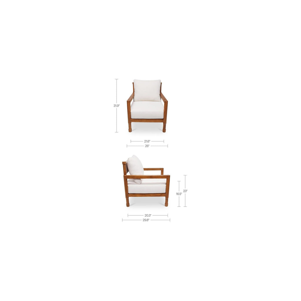 Fauteuil d'appoint d'extérieur en osier et bois naturel avec assise rembourrée pour patio et salon