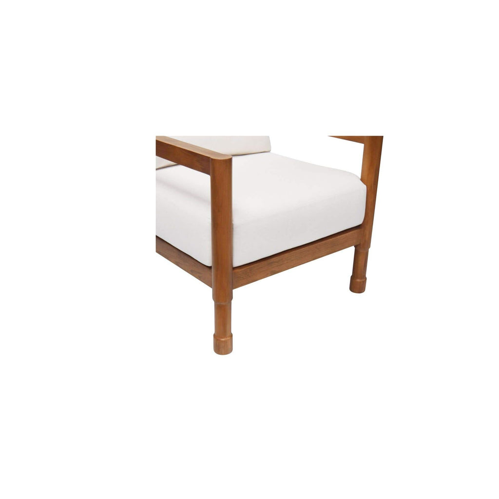 Fauteuil d'appoint d'extérieur en osier et bois naturel avec assise rembourrée pour patio et salon