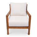 Fauteuil d'appoint d'extérieur en osier et bois naturel avec assise rembourrée pour patio et salon