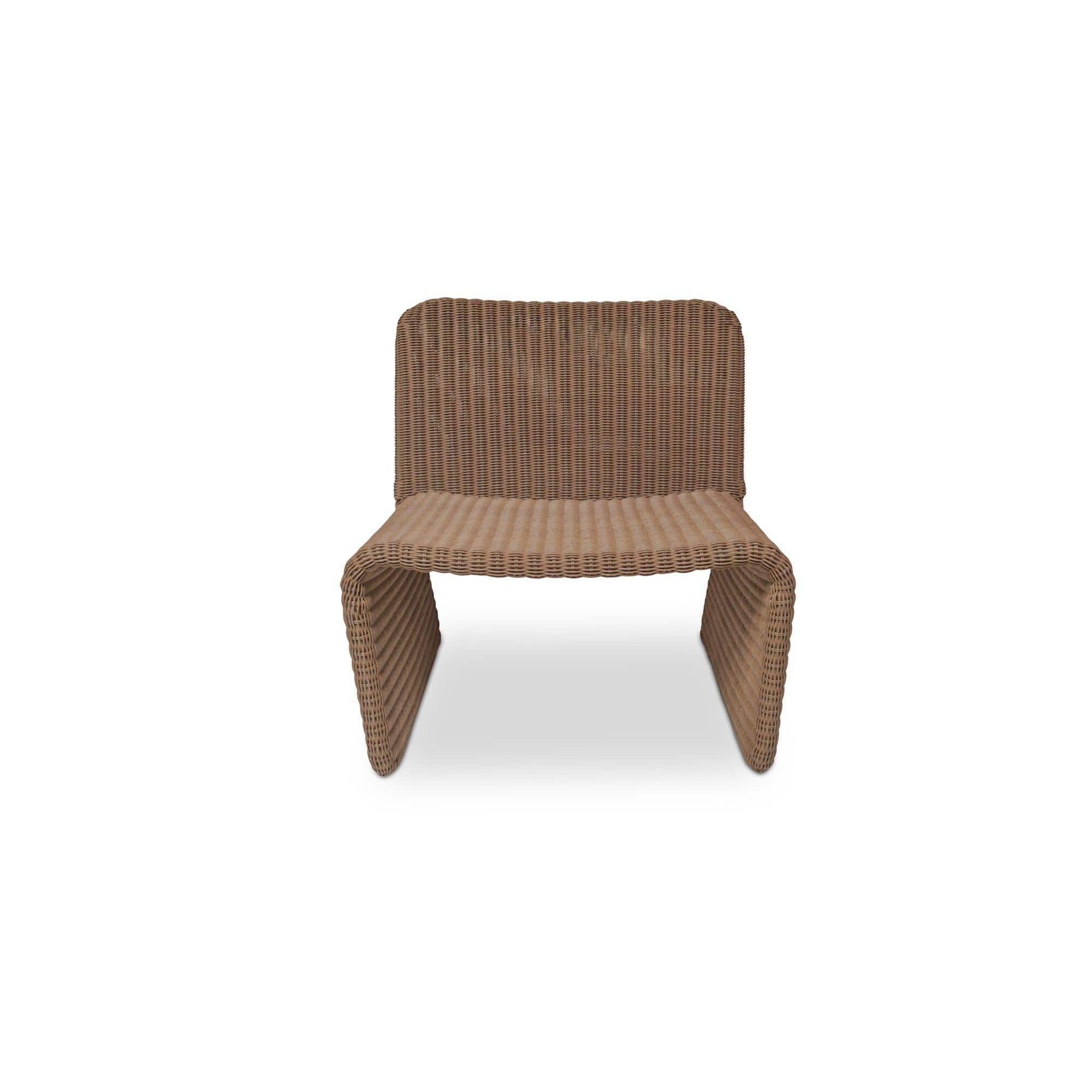 Fauteuil d'appoint moderne en osier et métal avec assise rembourrée pour terrasse et salon