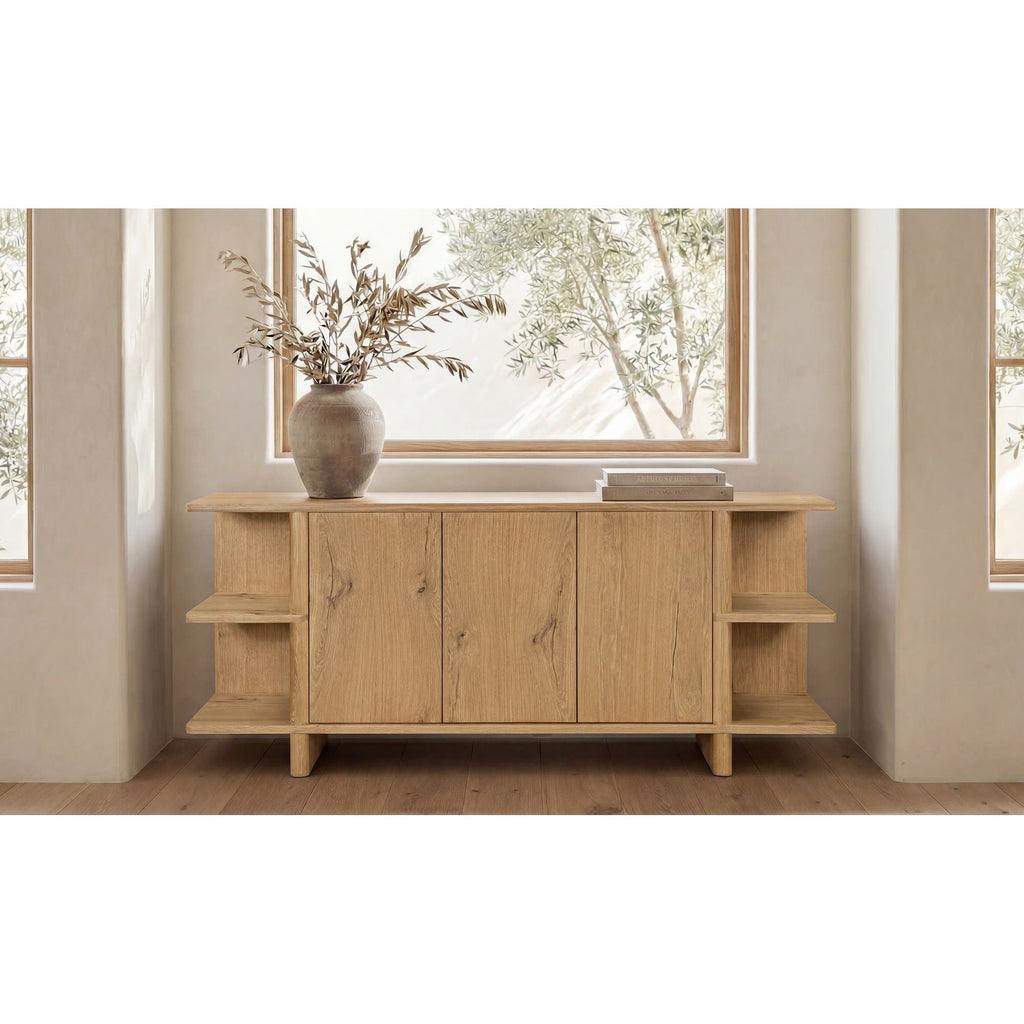 Buffet contemporain en bois avec portes de rangement pour salle à manger et salon