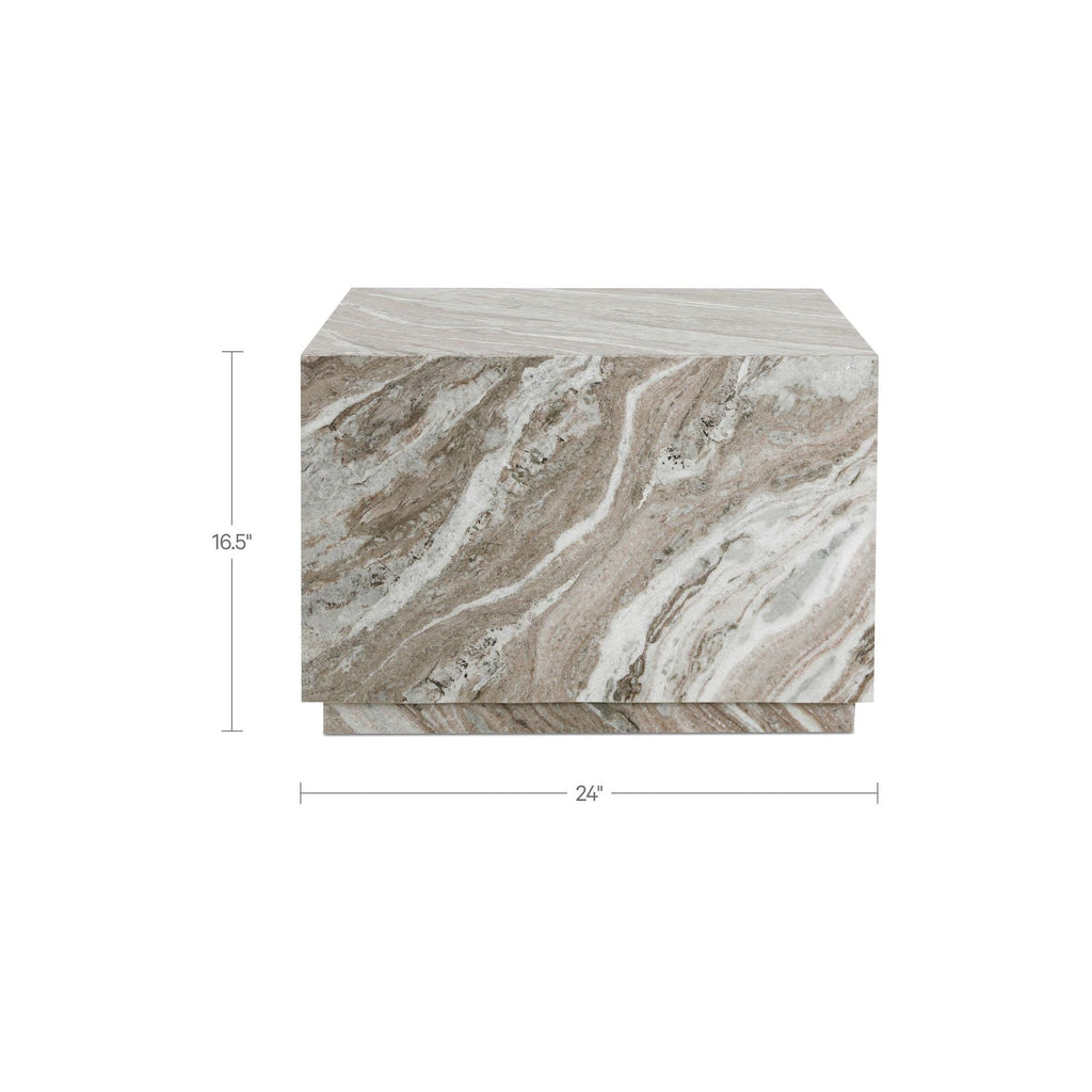 Table basse d'extérieur moderne en marbre et métal avec plateau carré pour patio et terrasse