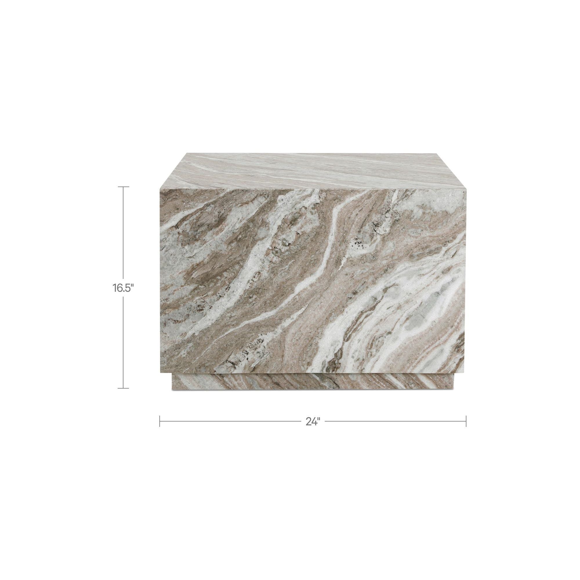 Table basse d'extérieur moderne en marbre et métal avec plateau carré pour patio et terrasse