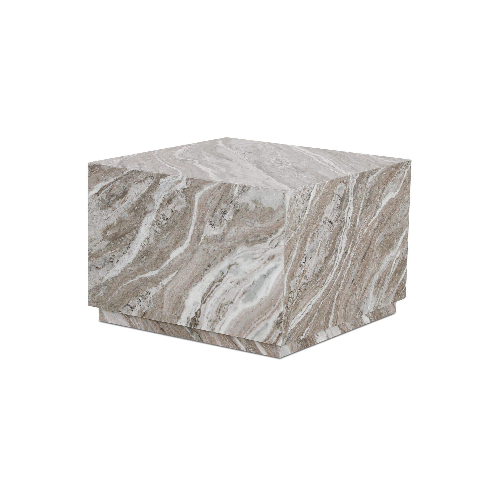 Table basse d'extérieur moderne en marbre et métal avec plateau carré pour patio et terrasse