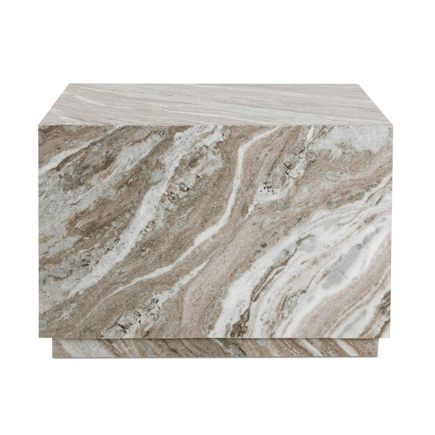 Table basse d'extérieur moderne en marbre et métal avec plateau carré pour patio et terrasse
