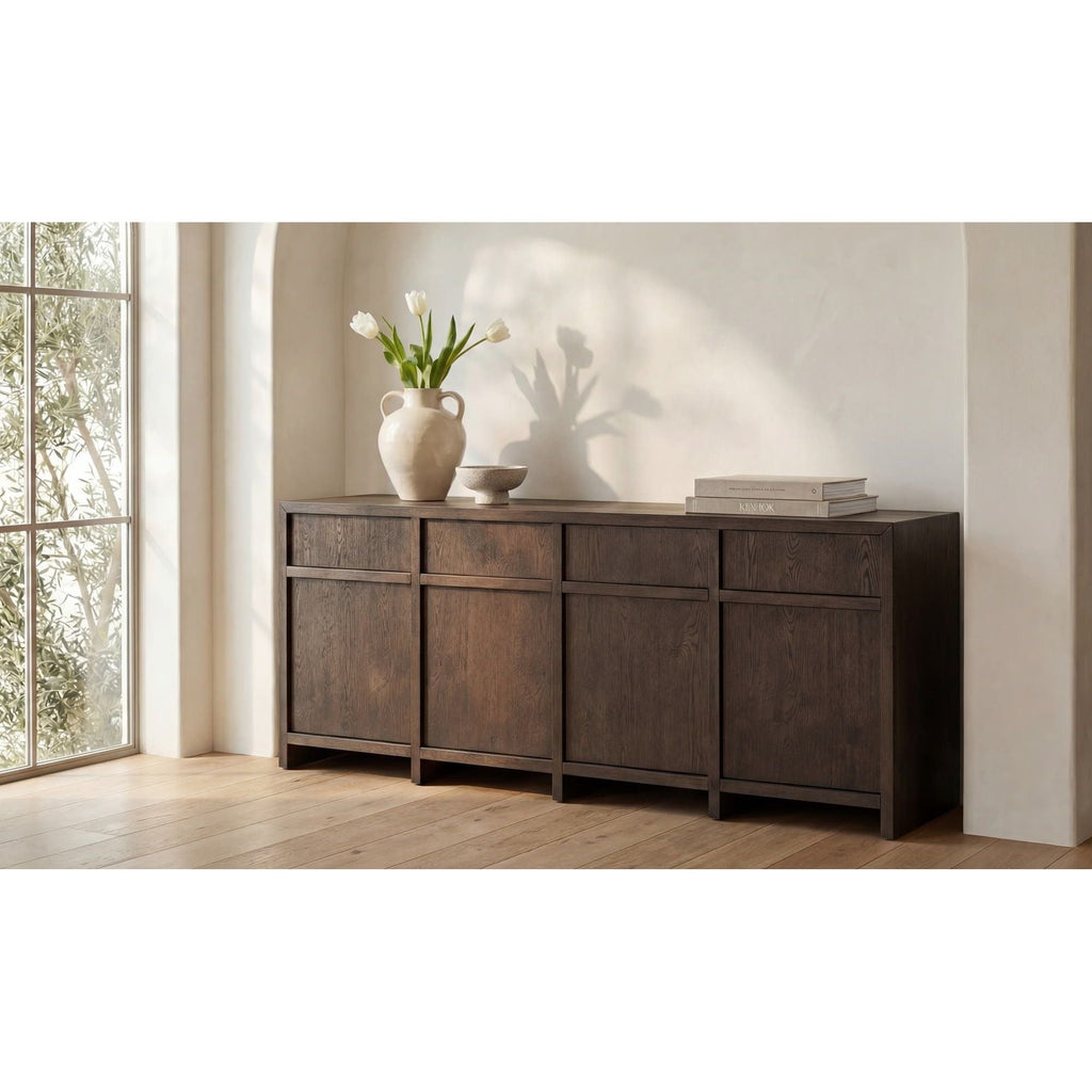 Bahut moderne en bois avec portes de rangement pour salle à manger et salon