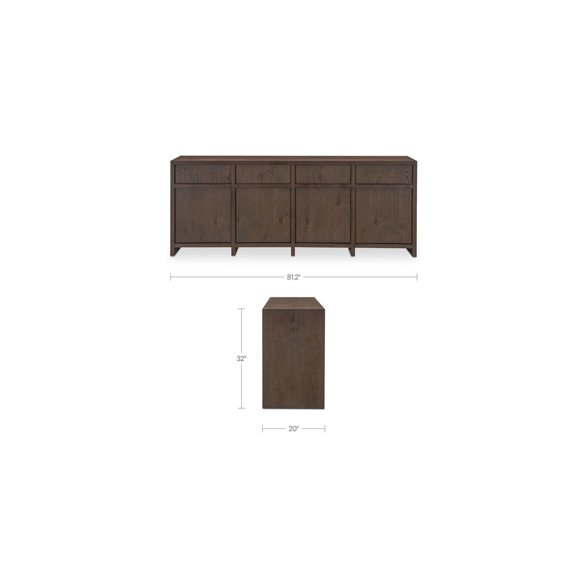 Bahut moderne en bois avec portes de rangement pour salle à manger et salon