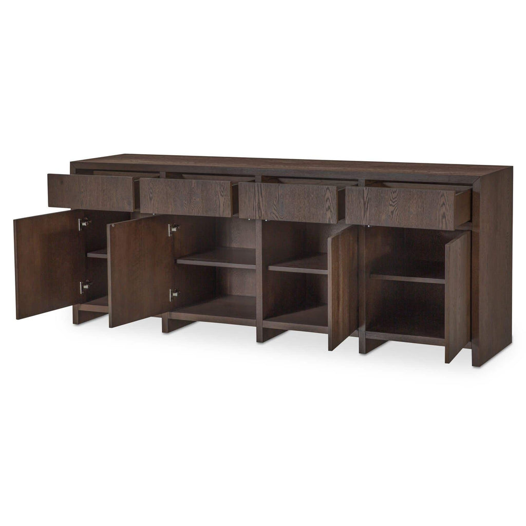 Bahut moderne en bois avec portes de rangement pour salle à manger et salon