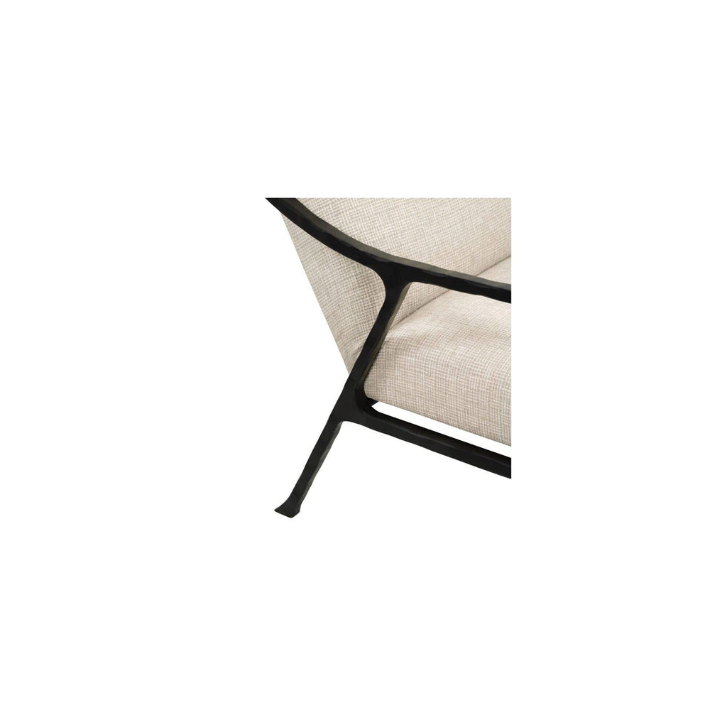Fauteuil moderne en cuir et métal avec structure en bois pour salon