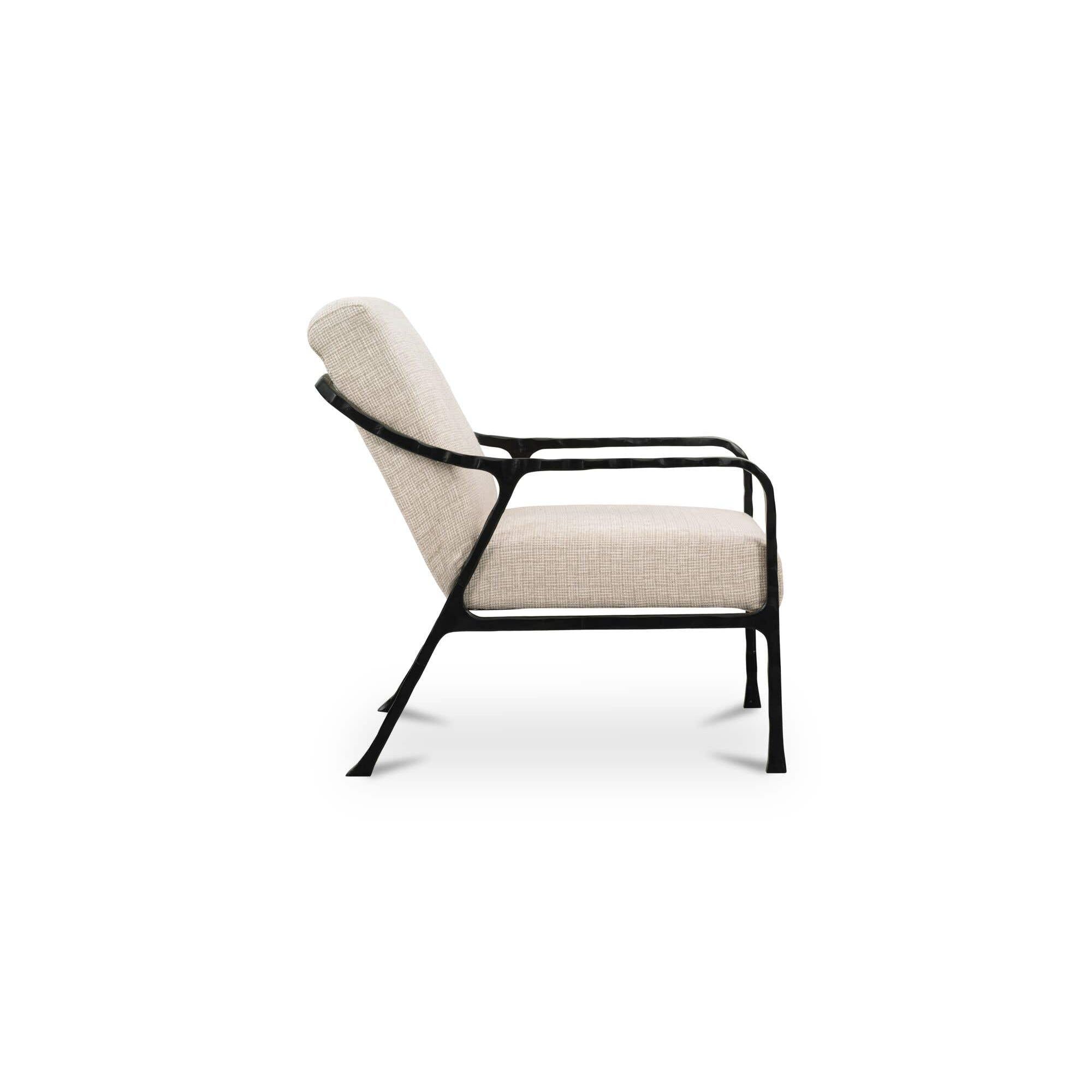 Fauteuil moderne en cuir et métal avec structure en bois pour salon