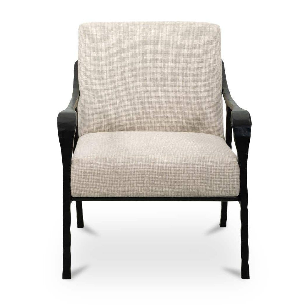 Fauteuil moderne en cuir et métal avec structure en bois pour salon