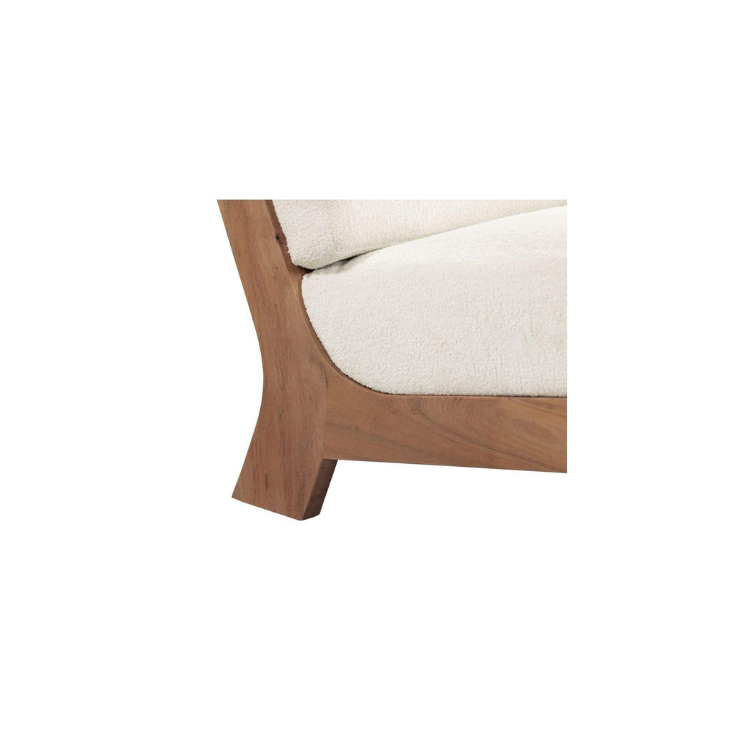 Fauteuil d'appoint moderne en bois et métal tapissé avec cadre épuré pour salon