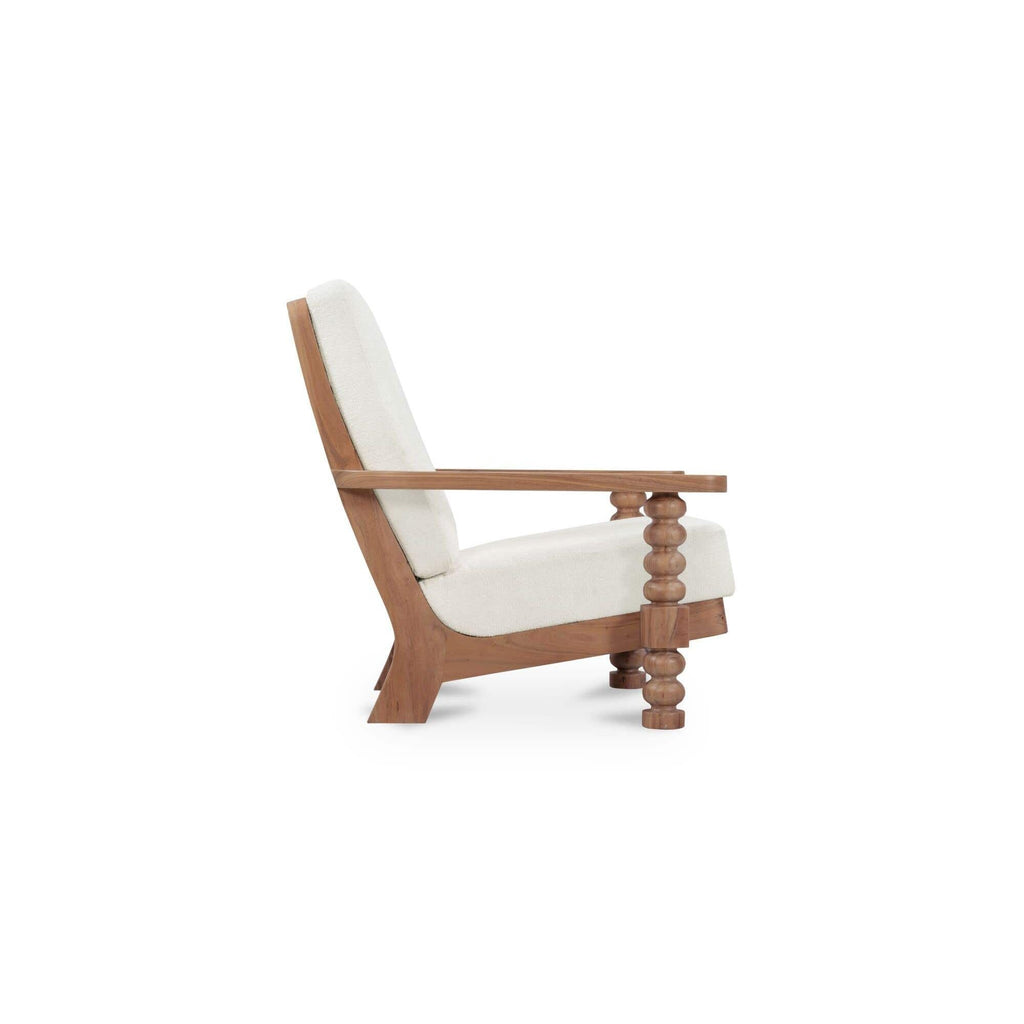 Fauteuil d'appoint moderne en bois et métal tapissé avec cadre épuré pour salon