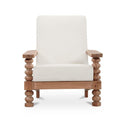 Fauteuil d'appoint moderne en bois et métal tapissé avec cadre épuré pour salon