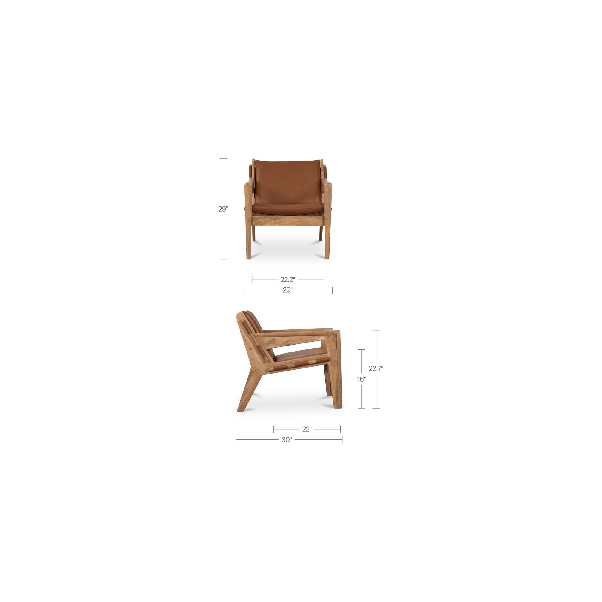 Fauteuil d'appoint mi-siècle en cuir et bois avec cadre en bois massif pour salon