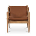 Fauteuil d'appoint mi-siècle en cuir et bois avec cadre en bois massif pour salon
